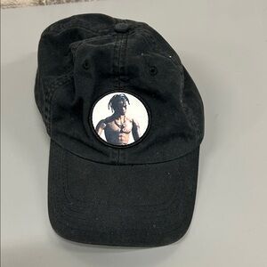 Black Baseball Cap with Graphic Patch Travis Scott